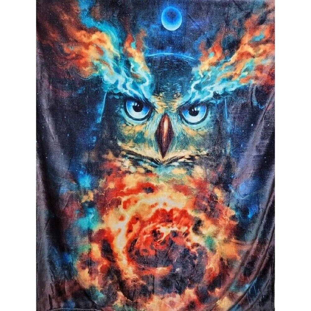 New Owl Spirit Plush Throw Blanket Night Bird Mystical Art Wall Decor Gift Owls